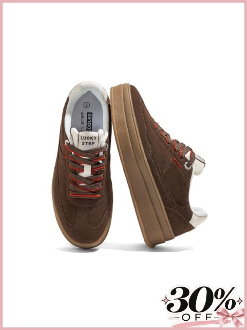 Women Platform Sneakers Fashion Retro Suede Leather Lace-Up